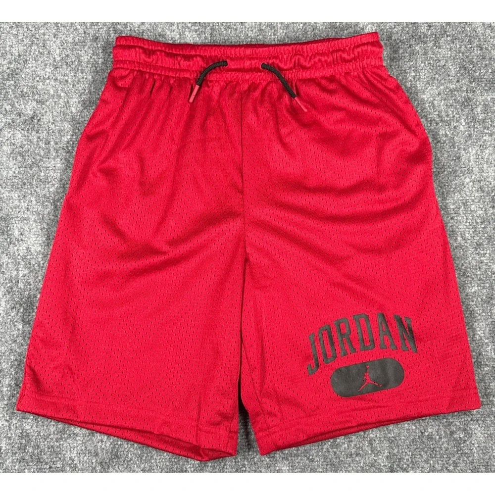 Jordan Boys Large 12-13 Yrs Gym Red Mesh Athletic Basketball Shorts NWT